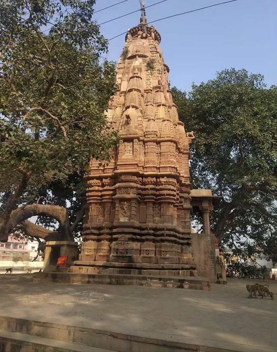 The carved sandstone tower of Kardameshwar Mahadev Temple, Varanasi