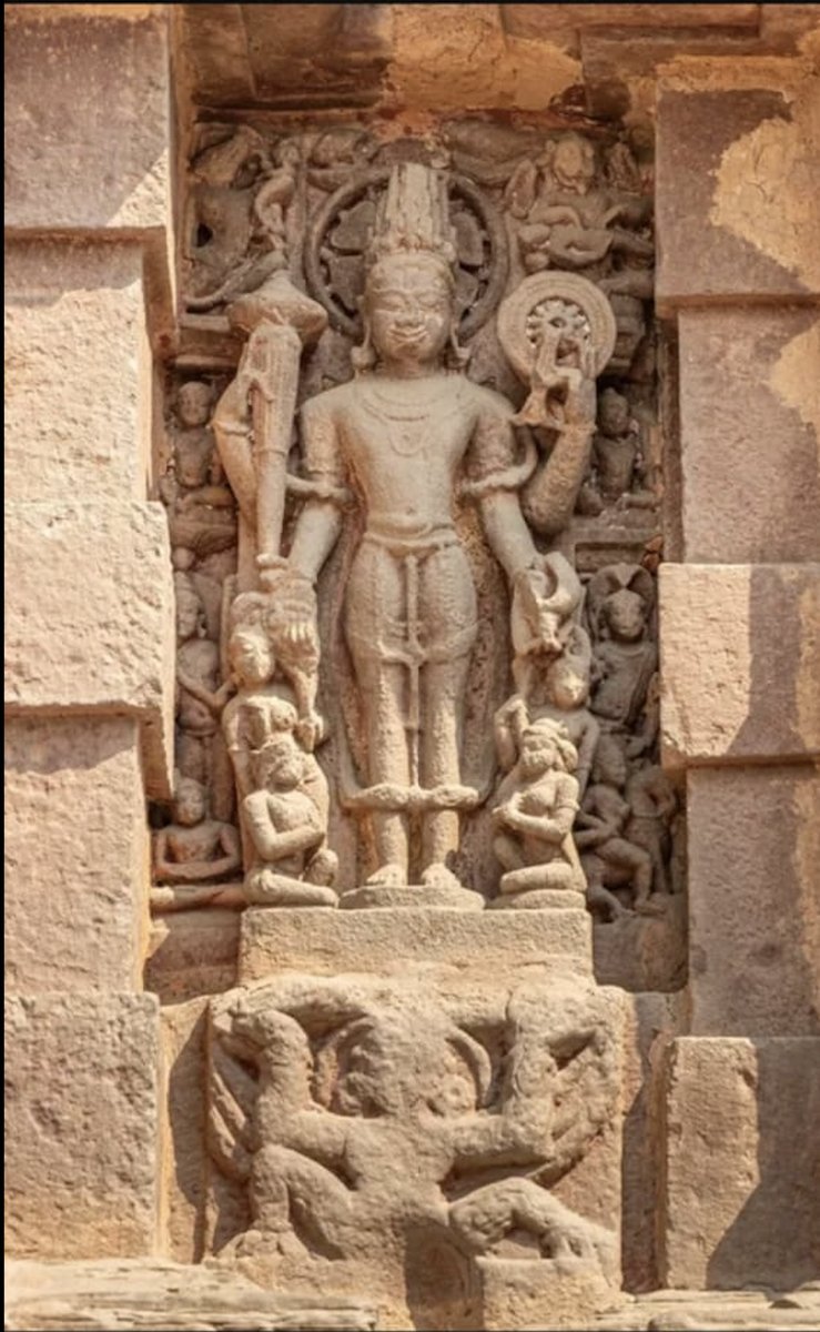 Ancient carved deity figure on the wall of Kardameshwar Mahadev Temple, Varanasi