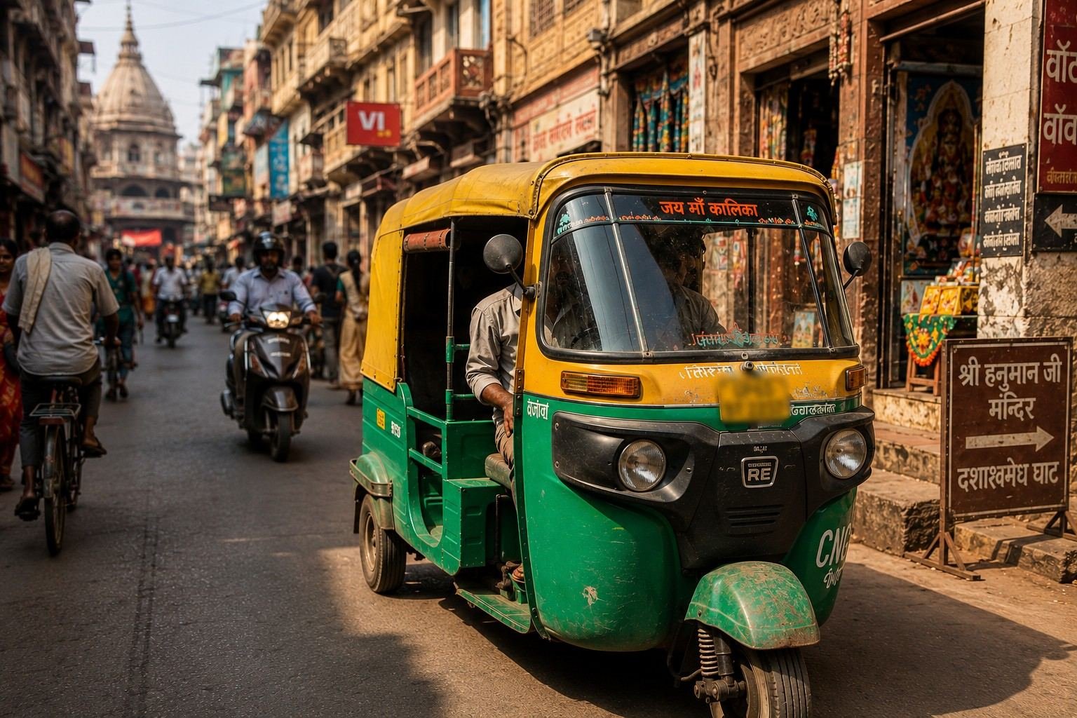 A local auto-rickshaw on the streets near the ghats of Varanasi